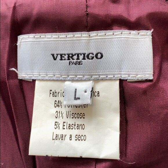 Vertigo Paris Embroidered Collared Blazer Bomber Jacket Eggplant Large‎ - Picture 14 of 16